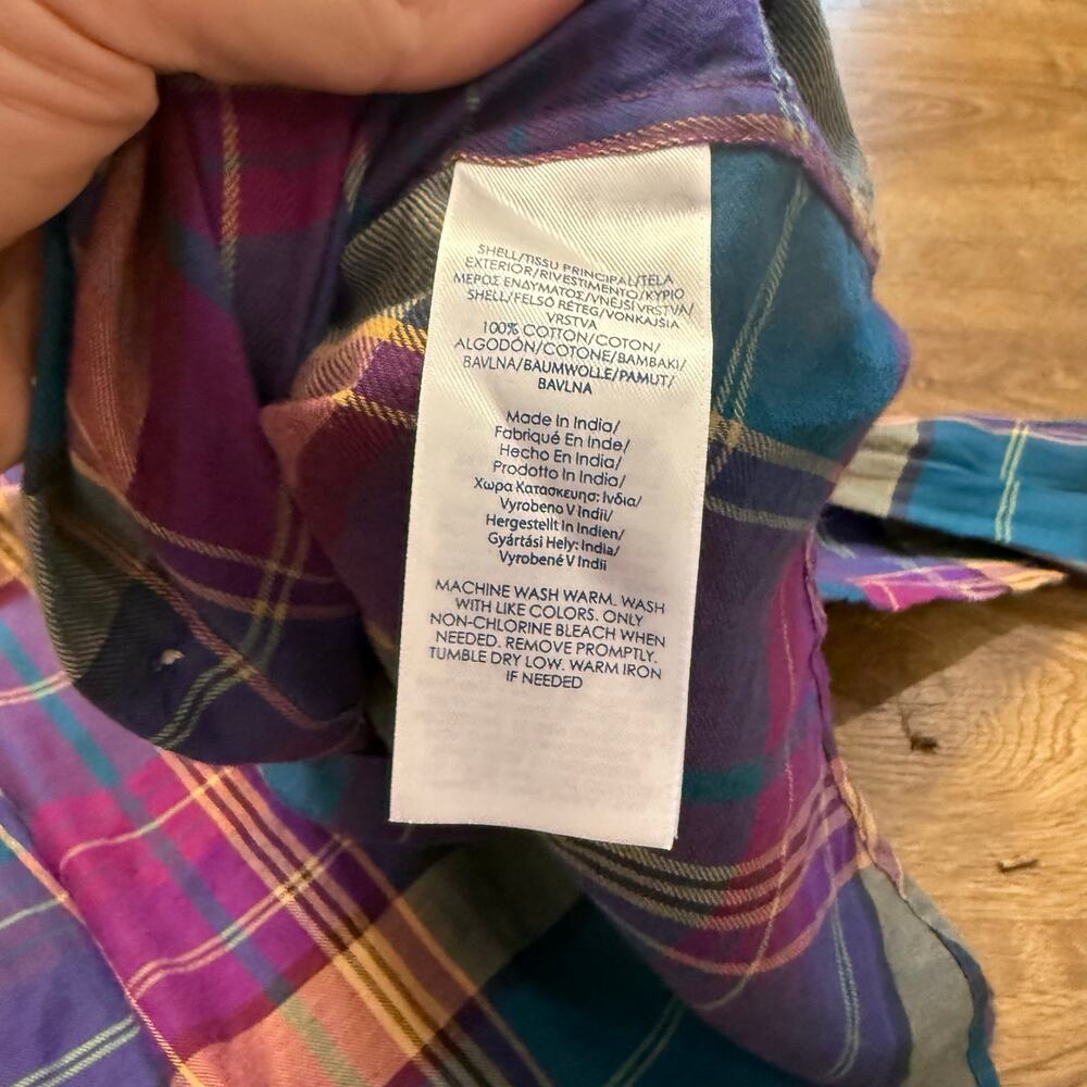 CHAPS DENIM Plaid Flannel Button Up Shirt Top Purple Blue Size 3XL New! NWT - Picture 7 of 7